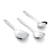 Montavo by FnS Amazon Stainless Steel Serving Tools Set of 3, 1 Gravy Ladle (chamcha), 1 Rice Server, 1 Veg Serving Spoon